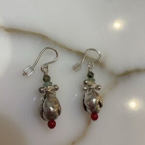 Sundance Catalog Sterling Silver “Tulip” Earrings—Coral/Green Aventurine-NWOT